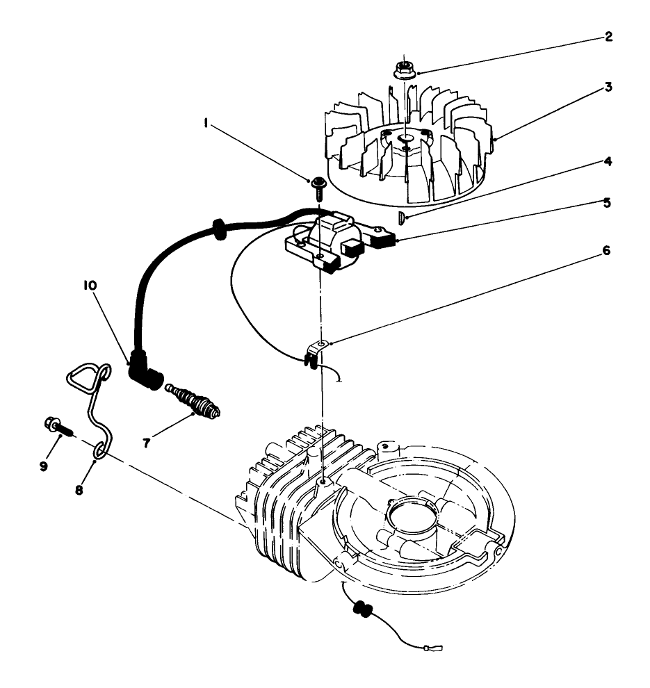 Flywheel And Magneto Assembly (Model No. 47pj8) Diagram and Parts List for 22035C 9000001 - 9999999 Toro Lawn Mower