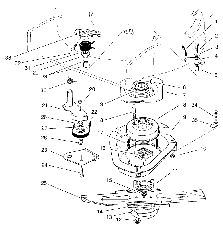 Blade Brake Clutch Assembly Diagram and Parts List for 22142 7900001 - 7999999 Toro Lawn Mower