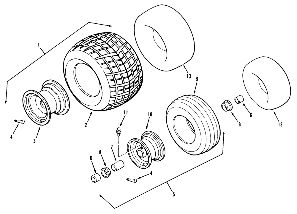 Wheels And Tires Diagram and Parts List for 74140 49000001 - 49999999 Toro Lawn Tractor