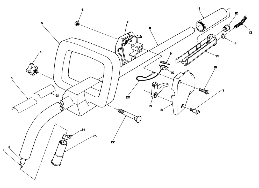 Handle Assembly Diagram and Parts List for 51641 7000001 - 7999999 Toro Trimmer