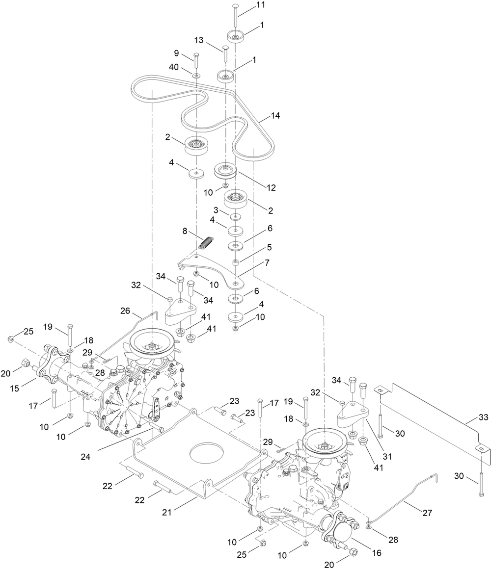 Traction Drive Assembly Diagram and Parts List for 74898 400000000 - 411999999 Toro Lawn Tractor