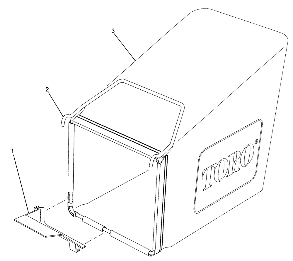 Grass Bag Assembly Diagram and Parts List for 20900 0000001 - 0999999 Toro Lawn Mower