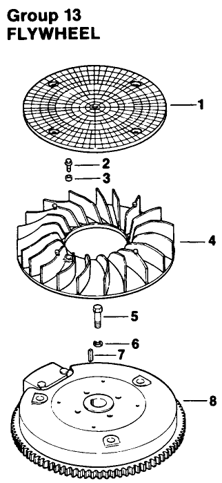 Engine Kohler Model No. Mv16s-Type Ps56519 Flywheel Group 13 Diagram and Parts List for 30180 490001 - 490730 Toro Lawn Tractor Accessories