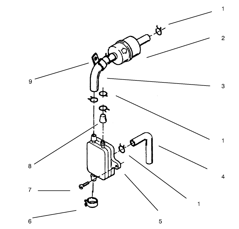 Fuel Filter & Pump Diagram and Parts List for 73441 7900001 - 7999999 Toro Lawn Tractor