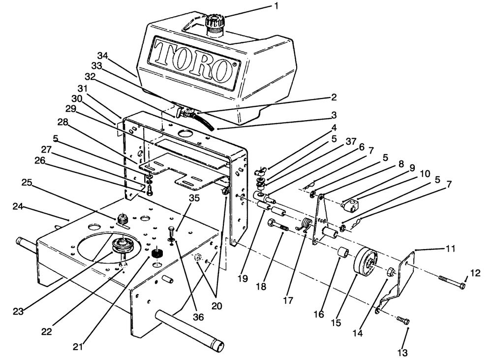 Frame Assembly Diagram and Parts List for 30175 49000001 - 49999999 Toro Lawn Tractor Accessories