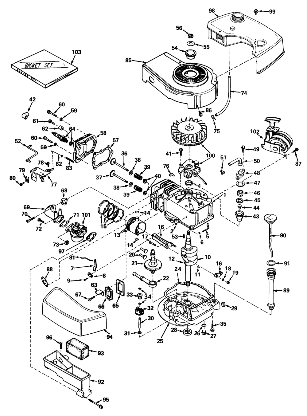 Engine Tecumseh Model Tnt100-10042 Diagram and Parts List for 19400 4000001 - 4999999 Toro Lawn Mower
