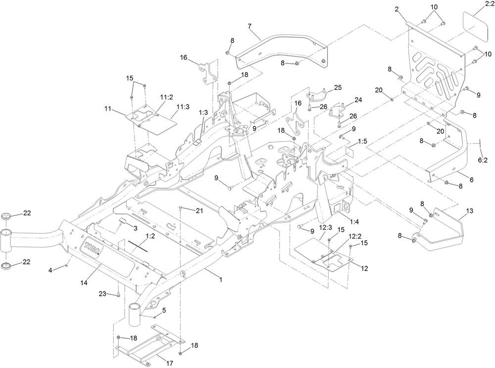 Frame Assembly Diagram and Parts List for 75951 402100000-403319952 Toro Lawn Mower