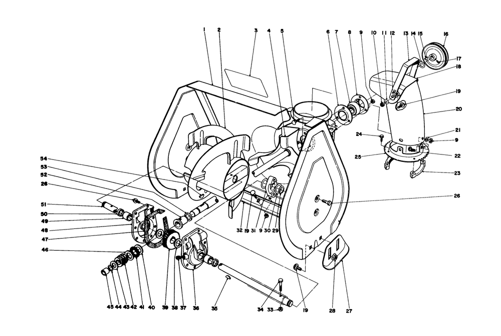 Auger Assembly Diagram and Parts List for 38250 0000001 - 0999999 Toro Snow Blower