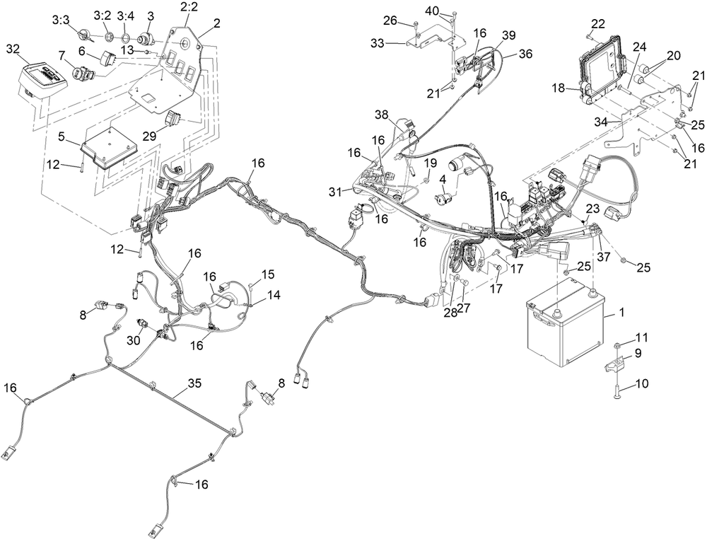 Electrical Assembly Diagram and Parts List for 72144 413000000 - 999999999 Toro Lawn Tractor