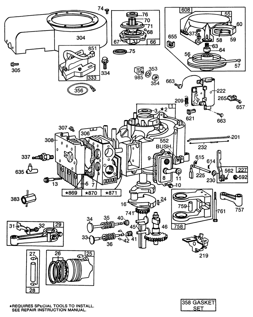 Briggs & Stratton Model No. 253706-0180-01 (Continued) Diagram and Parts List for 30111 6000001 - 6999999 Toro Lawn Tractor Accessories