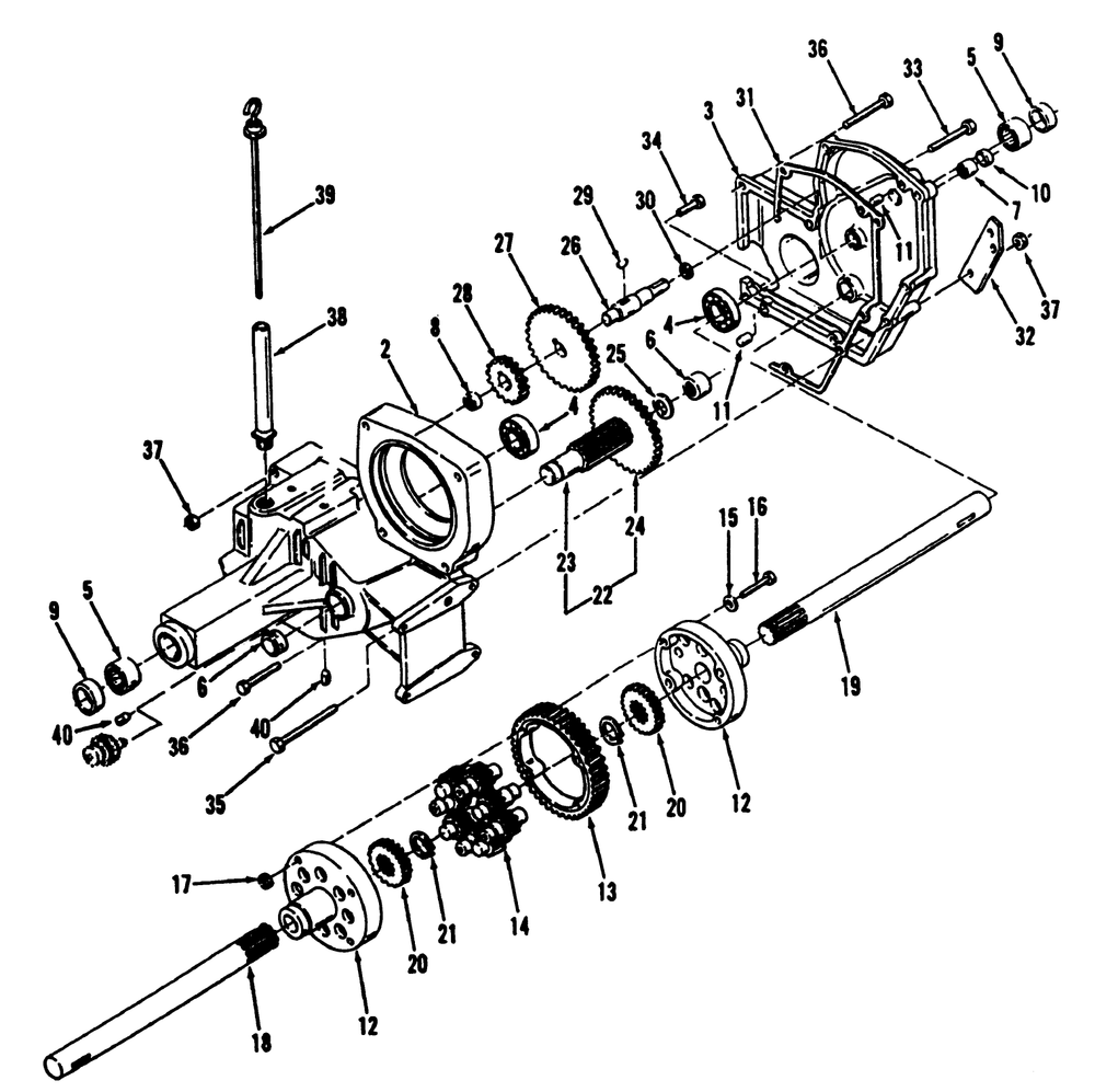 Transaxle Diagram and Parts List for 41-20OE03 2000001 - 2999999 Toro Lawn Tractor