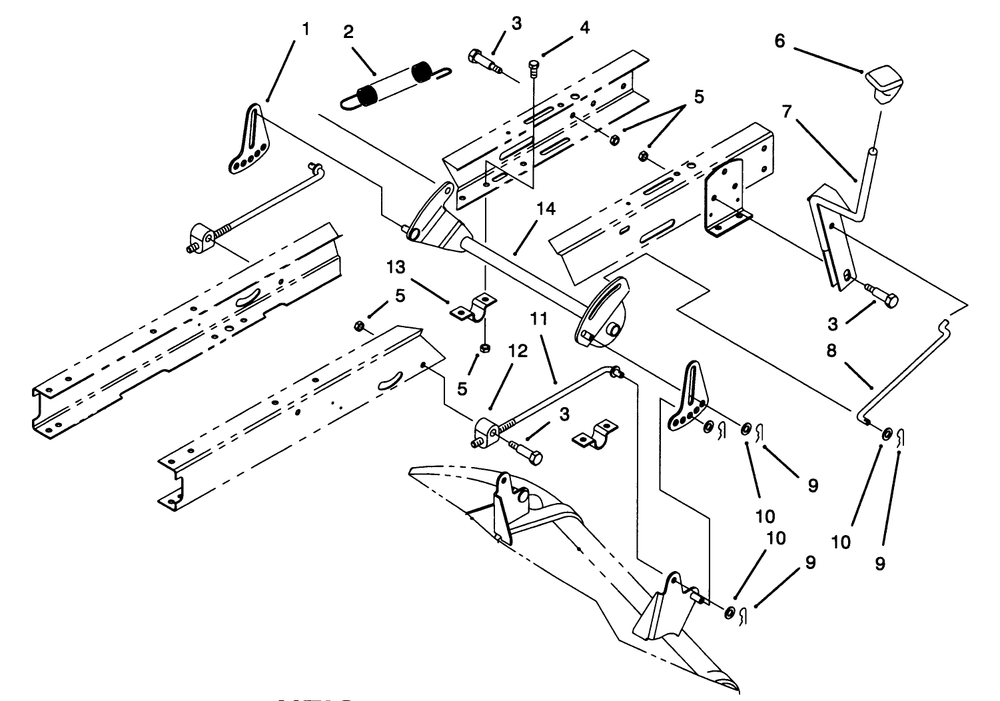 Height Of Cut Assembly Diagram and Parts List for 71182 4900001 - 4999999 Toro Lawn Tractor
