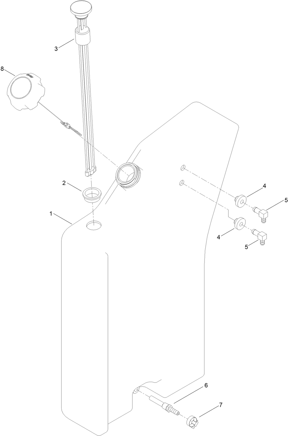 Fuel Tank Assembly No. 140-5762 Diagram and Parts List for 22352 412900000 - 999999999 Toro Lawn Tractor Accessories
