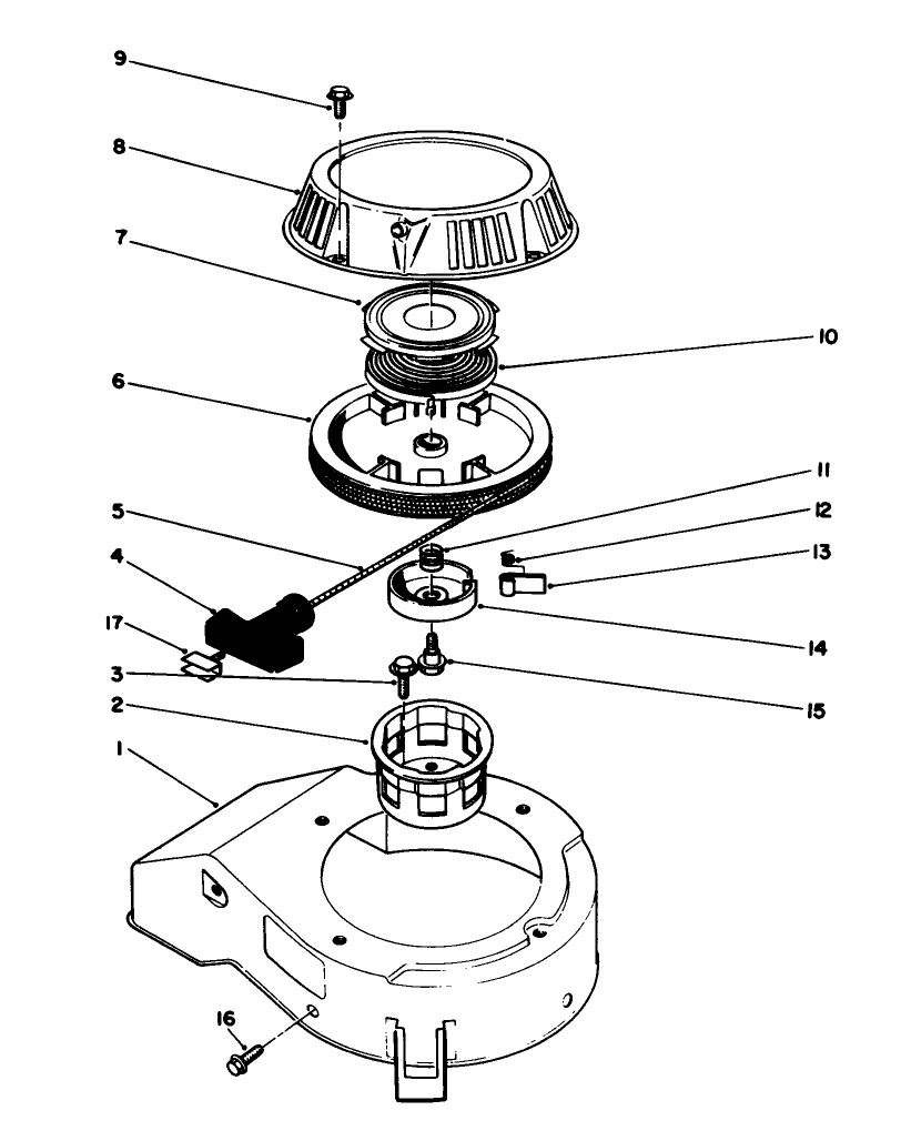 Recoil Assembly (Model No. 47pr4-6) Diagram and Parts List for 26640BC 5900001 - 5999999 Toro Lawn Mower