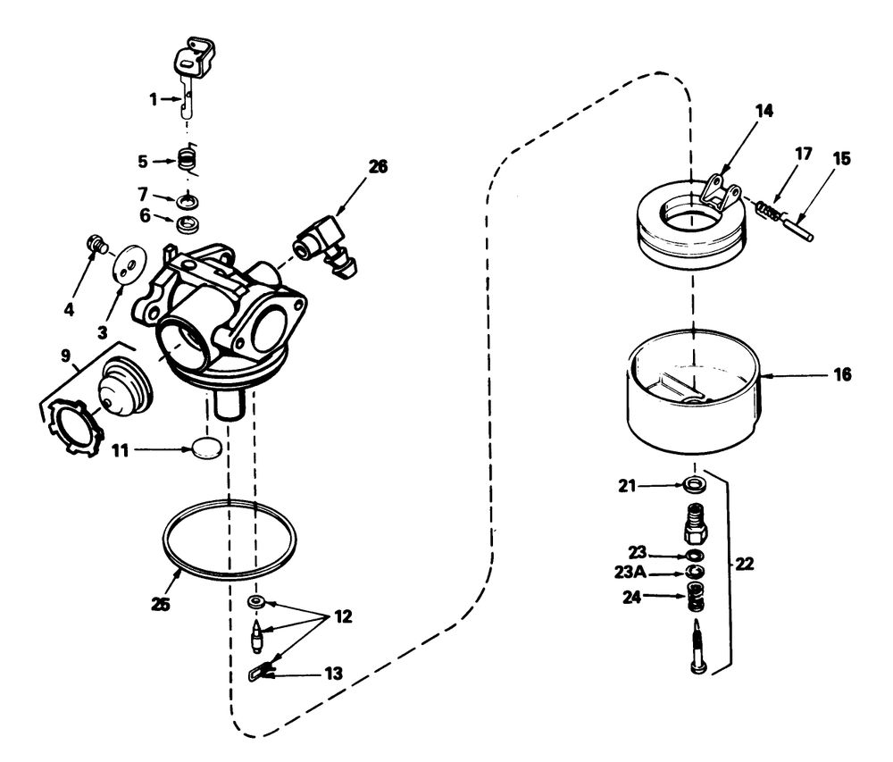 Carburetor Tecumseh No. 632515 Diagram and Parts List for 58432 8000001 - 8999999 Toro Edger