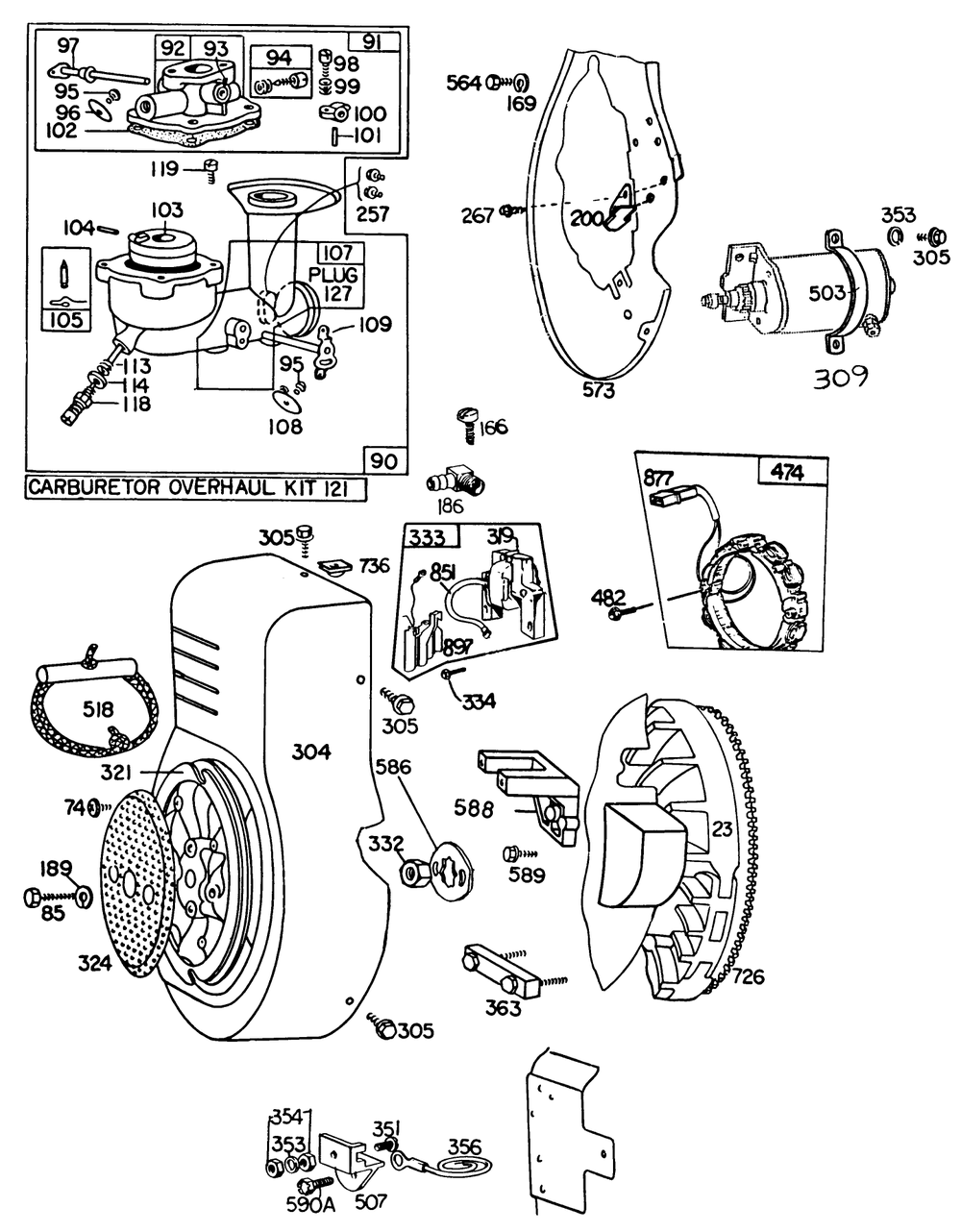 Engine Briggs & Stratton Model No. 326437-0630-01 Diagram and Parts List for 30775 300001 - 399999 Toro Lawn Tractor