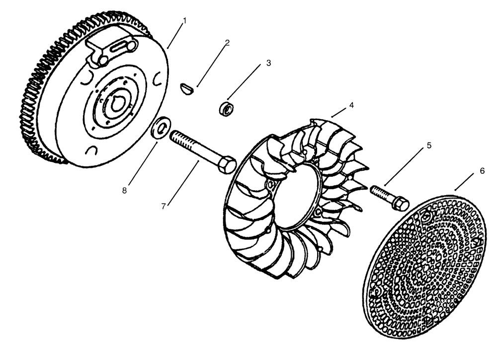 Flywheel Diagram and Parts List for 73402 6900001 - 6999999 Toro Lawn Tractor