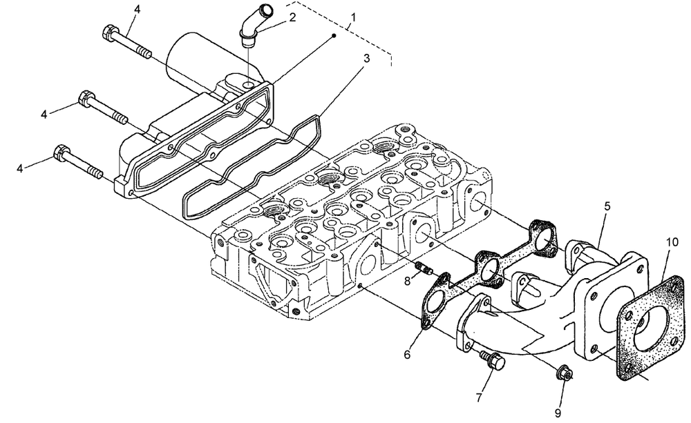 Inlet And Exhaust Manifold Assembly Diagram and Parts List for 74264TE (260000001-260999999)(2006) Toro Lawn Mower