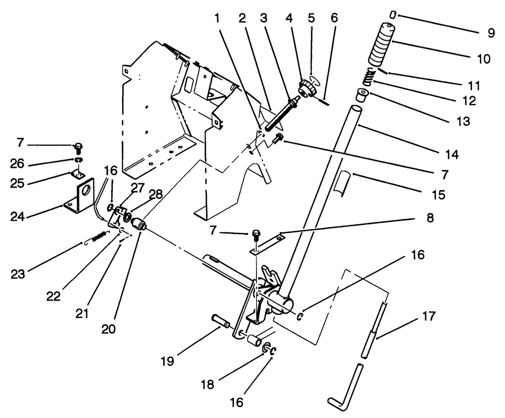 Lift Bar Linkage Assembly Diagram and Parts List for 22-14OE02 2000001 - 2999999 Toro Lawn Tractor