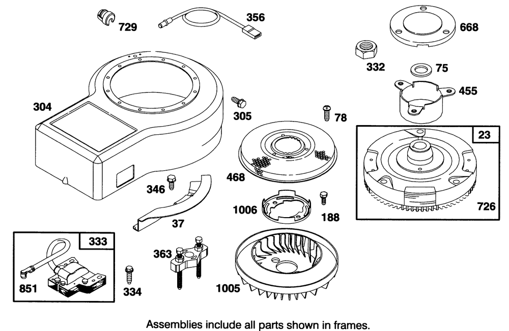 Engine Briggs & Stratton Model 28b707-0122-01 Diagram and Parts List for 70141 49000001 - 49999999 Toro Lawn Tractor