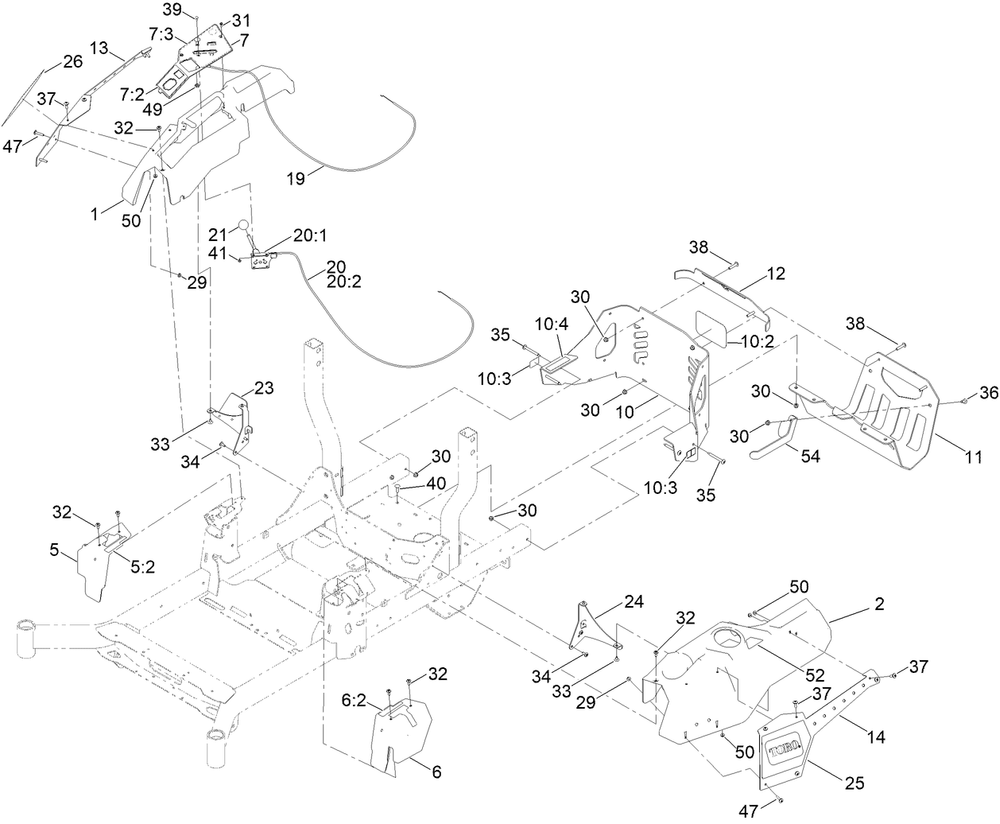 Console And Guard Assembly Diagram and Parts List for 76602 400000000 - 412999999 Toro Lawn Tractor