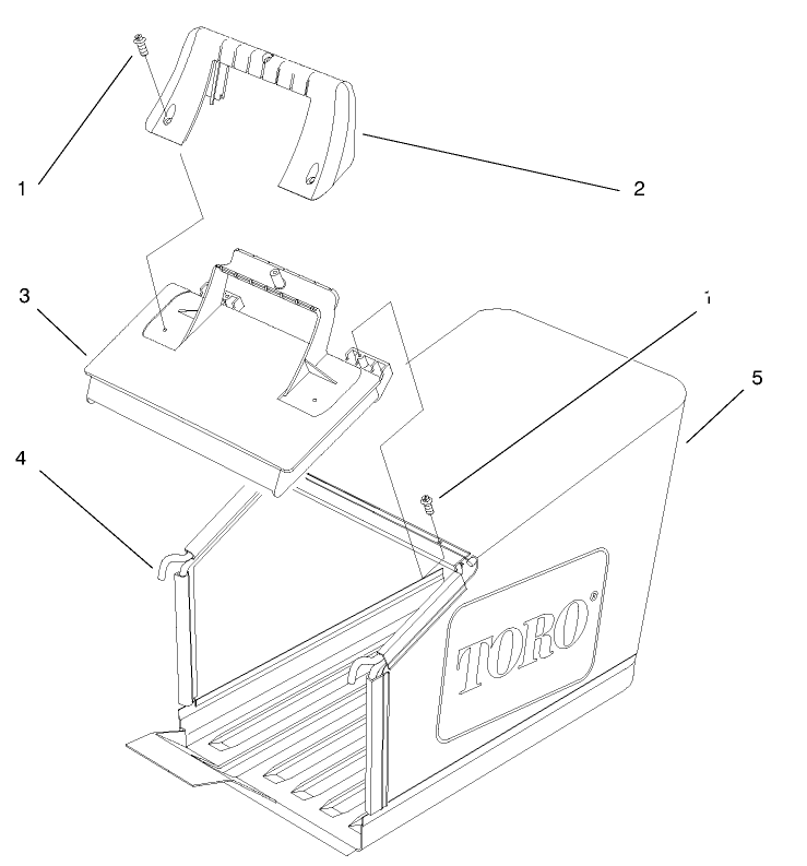 Grass Bag Assembly Diagram and Parts List for 20821 7900001 - 7999999 Toro Lawn Mower