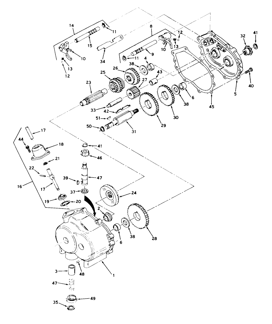 Model 352 Transmission Diagram and Parts List for 57104 0000001 - 0999999 Toro Lawn Tractor