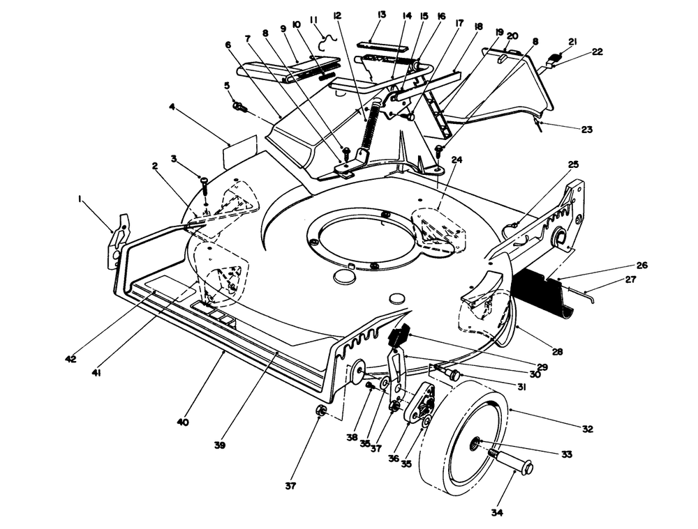 Housing Assembly Diagram and Parts List for 20103 1000001 - 1999999 Toro Lawn Mower