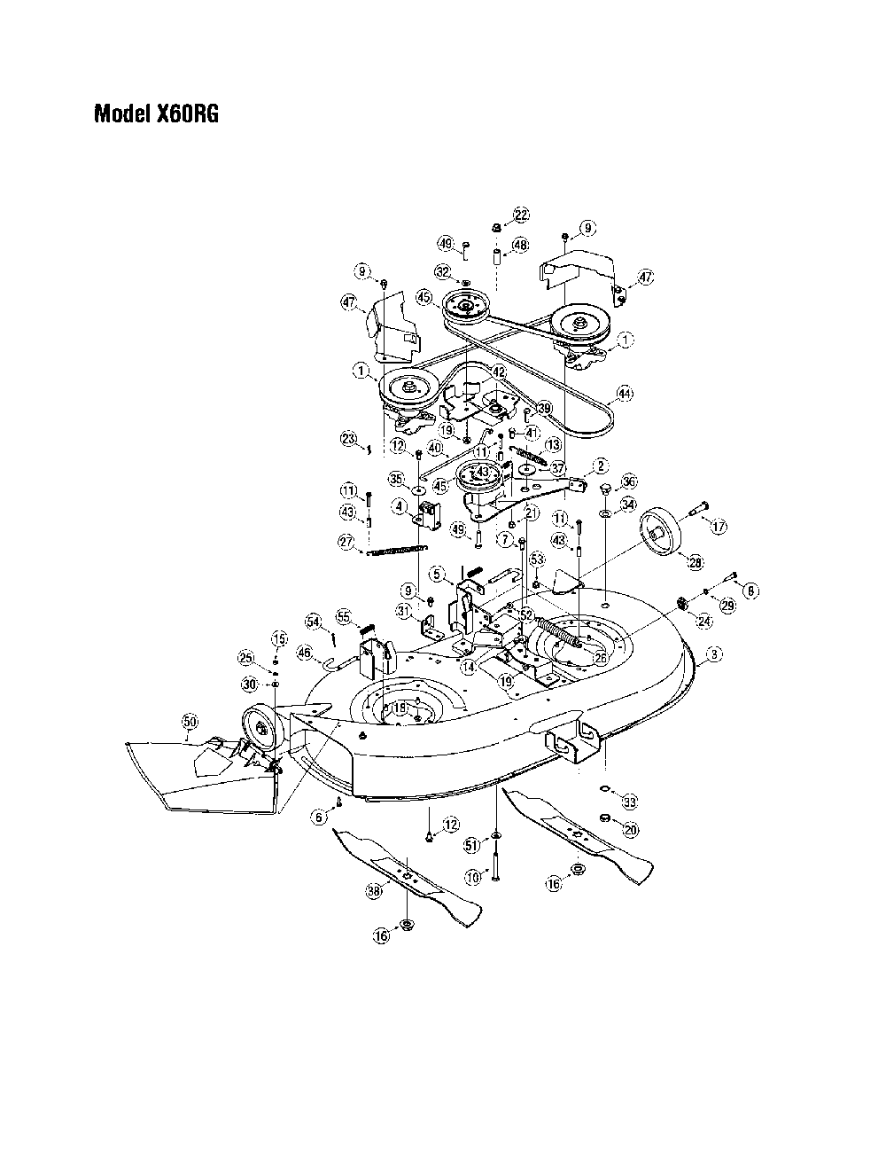 Deck-model x60rg Diagram and Parts List for LX420  Toro Lawn Tractor