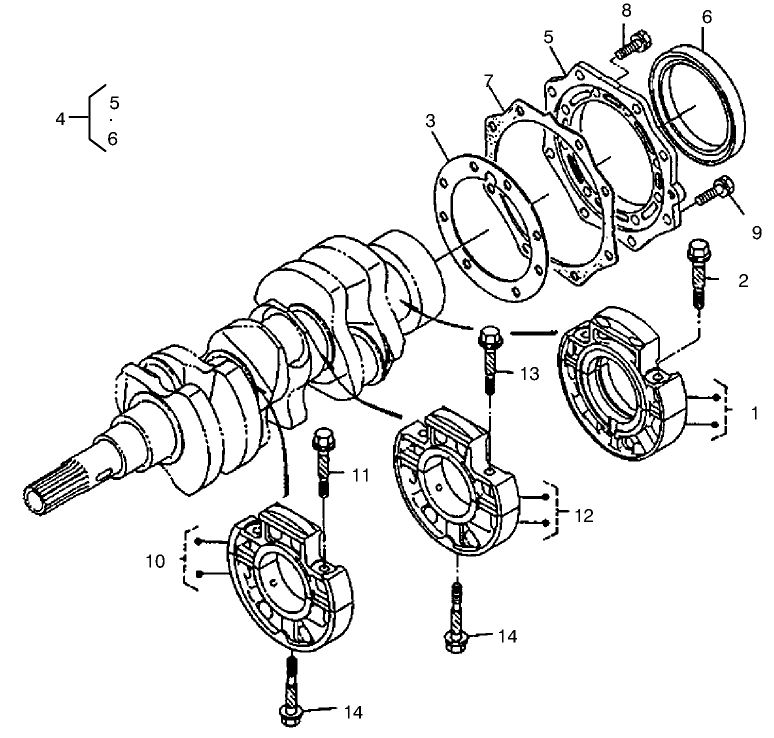 Main Bearing Case Assembly Diagram and Parts List for 22303 990001 - 999999 Toro Lawn Tractor Accessories