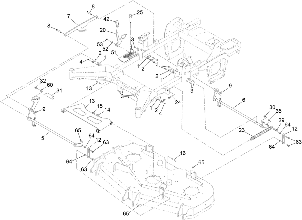 Deck Lift Assembly Diagram and Parts List for 74057 400000000 - 416414583 Toro Lawn Tractor