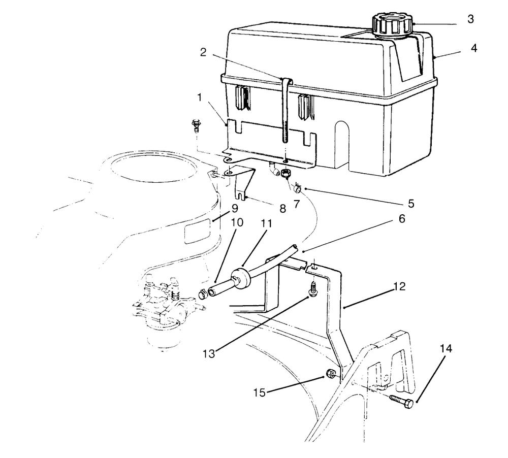 Fuel Tank Assembly Diagram and Parts List for 22026 6900001 - 6999999 Toro Lawn Mower