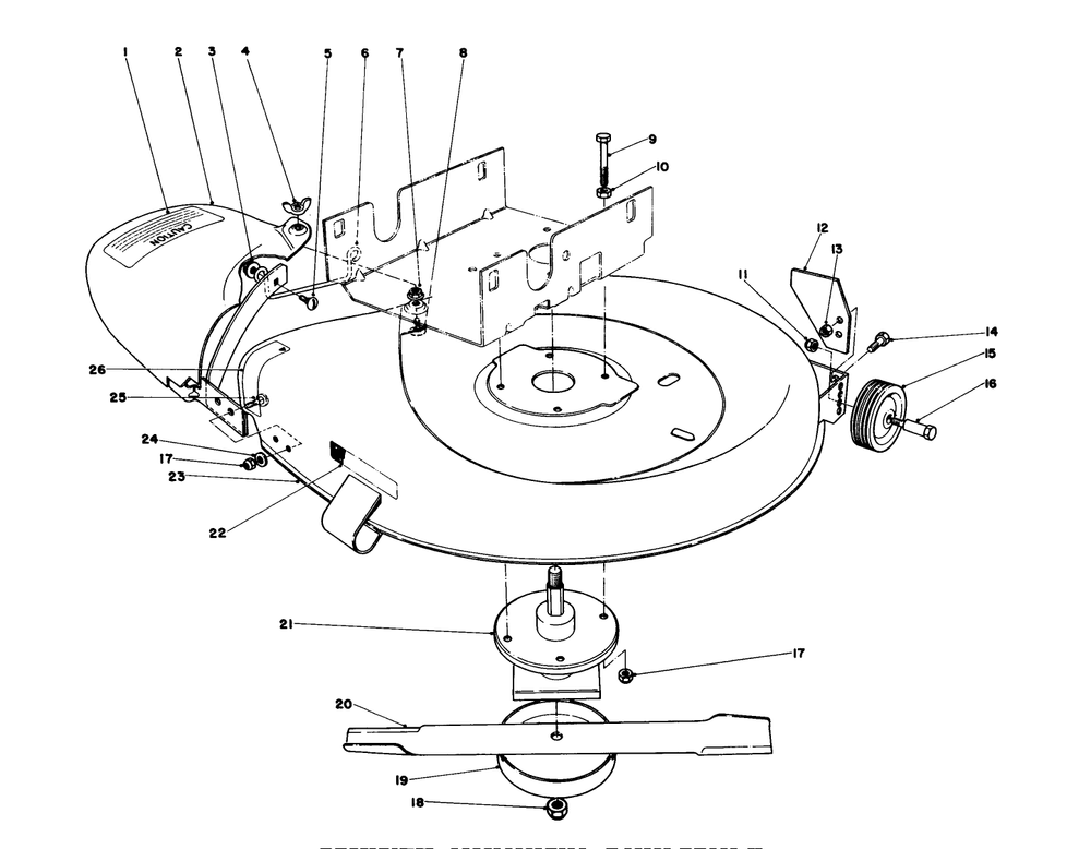 Mower Housing Assembly Diagram and Parts List for 56006 1000001 - 1999999 Toro Lawn Tractor