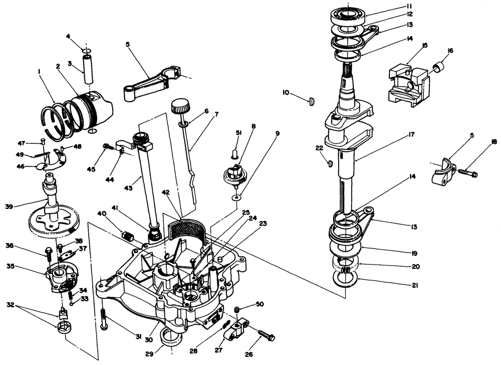 Crankcase Assembly Diagram and Parts List for 30165 3900001 - 3999999 Toro Lawn Tractor Accessories