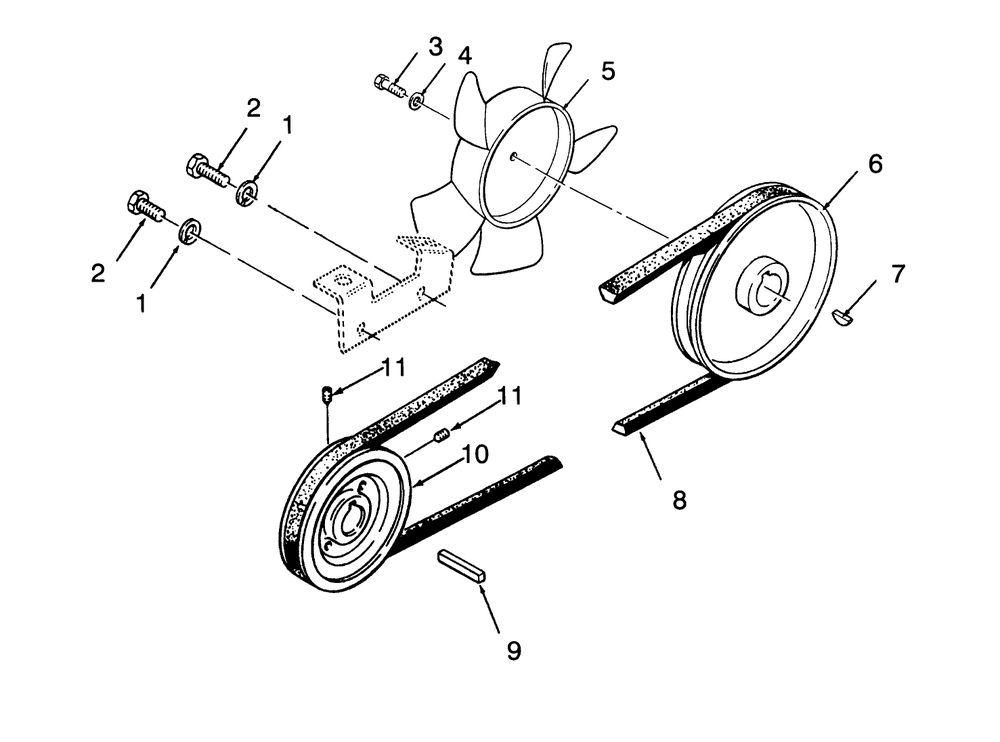 Drive Belt And Pulleys Diagram and Parts List for 73421 3900001 - 3999999 Toro Lawn Tractor