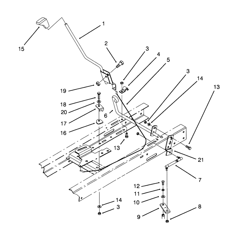 Shift Assembly Diagram and Parts List for 71184 6900001 - 6999999 Toro Lawn Tractor