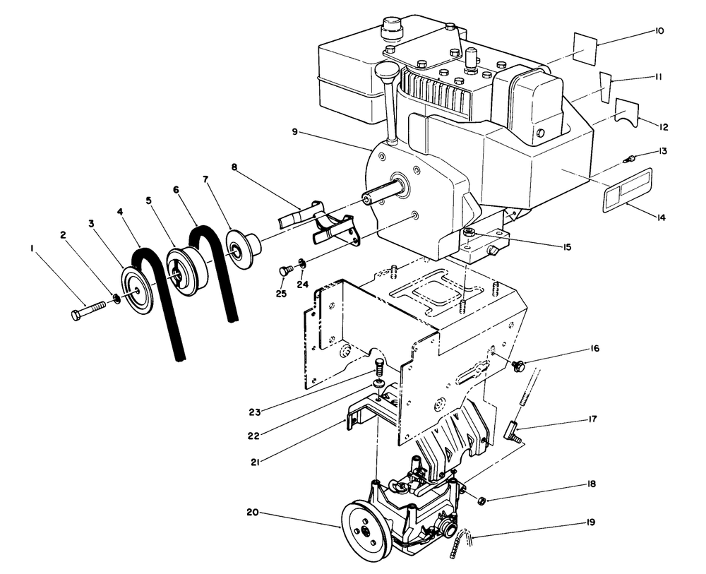 Engine Assembly Diagram and Parts List for 38543 3900001 - 3999999 Toro Snow Blower
