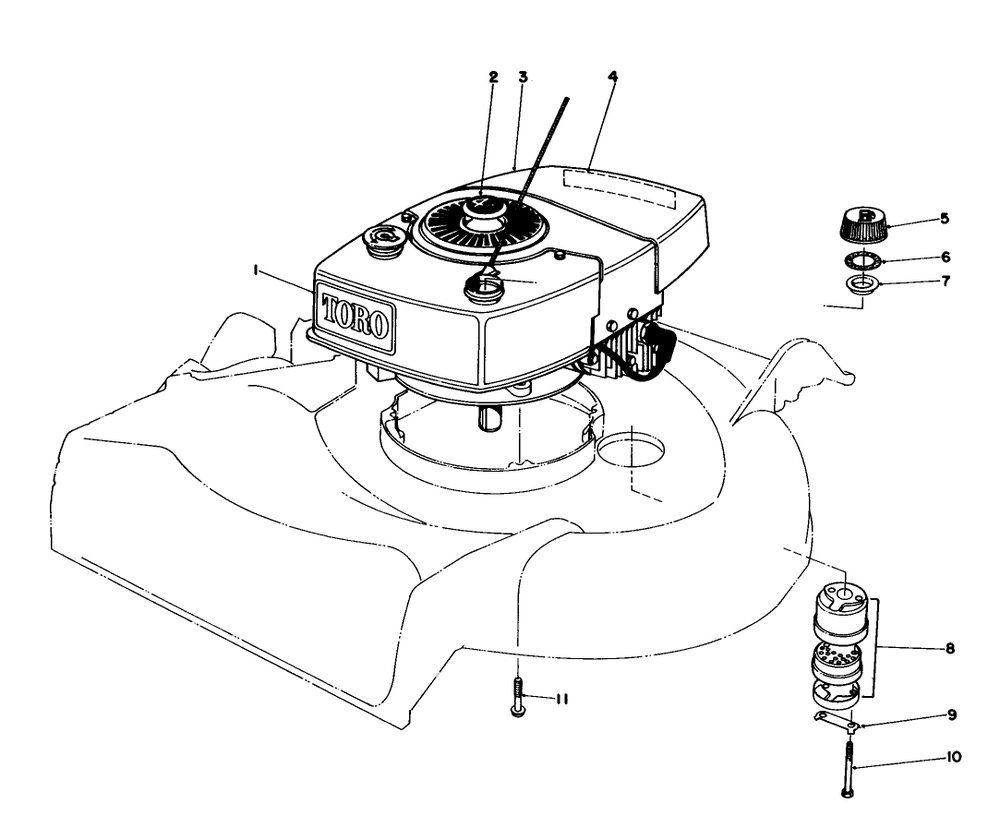 Engine Assembly Diagram and Parts List for 16570 3000001 - 3999999 Toro Lawn Mower