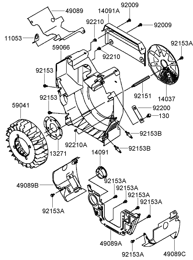 Cooling Equipment Assembly Diagram and Parts List for 74237CP (270000001-270999999)(2007) Toro Lawn Mower