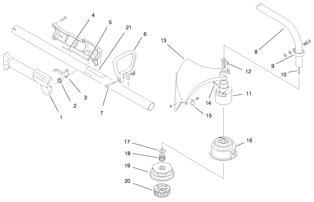 Boom And Trimmer Assembly Diagram and Parts List for 51903 890000001 - 899999999 Toro Trimmer