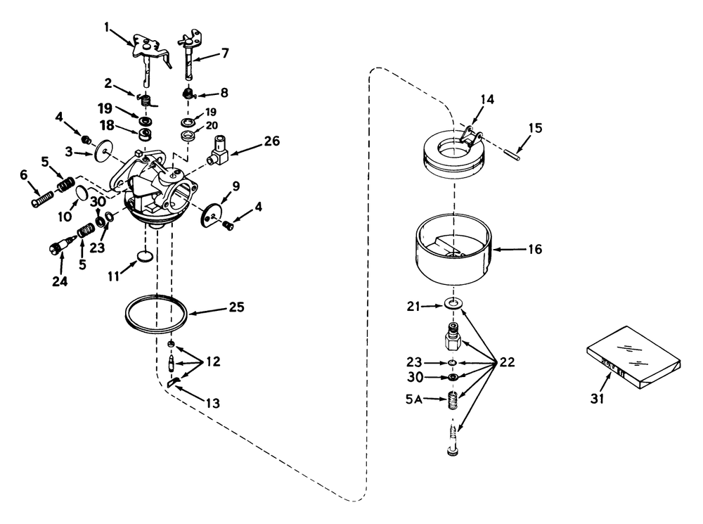 Carburetor No. 631449 Diagram and Parts List for 56125 3000001 - 3999999 Toro Lawn Tractor