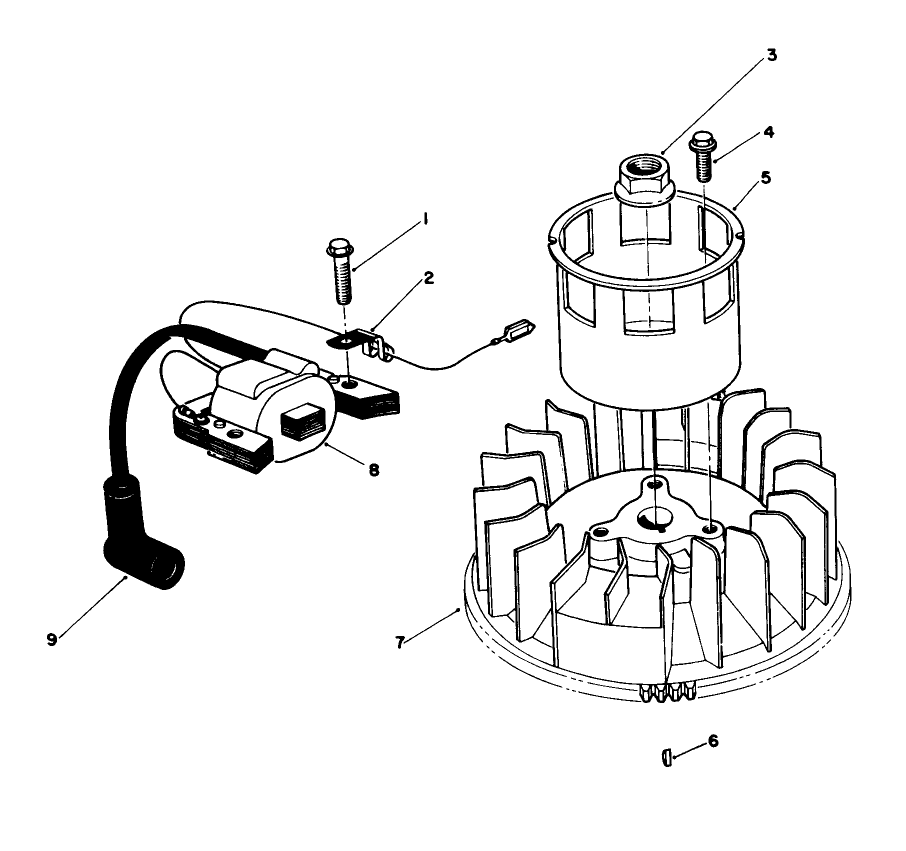 Magneto & Flywheel Assembly (Model No. Vmg6) Diagram and Parts List for 20526C 9000001 - 9999999 Toro Lawn Mower