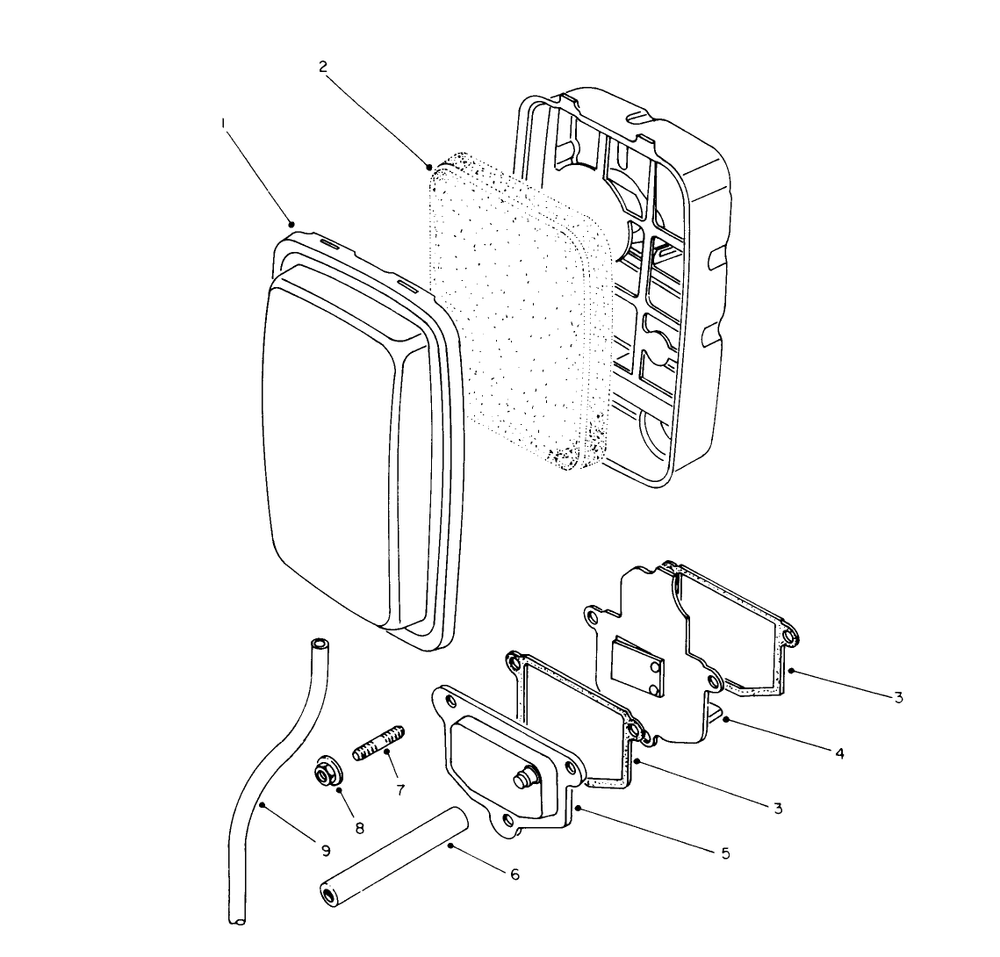 Air Cleaner Assembly Diagram and Parts List for 62040 4000001 - 4999999 Toro Generator