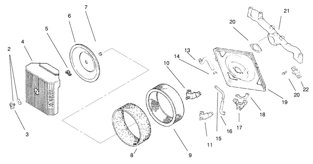 Air Intake/Filtration Diagram and Parts List for 74160 790001 - 799999 Toro Lawn Tractor