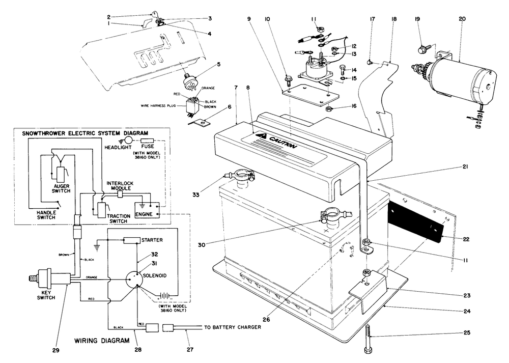 12 Volt Starting Motor Kit 42-3370 (Optional) Diagram and Parts List for 38090 7000001 - 7999999 Toro Snow Blower