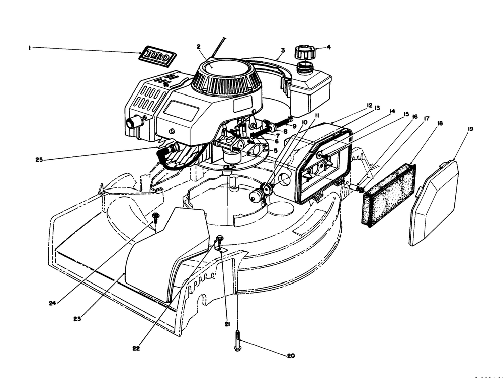 Engine Assembly Diagram and Parts List for 16212C 9000001 - 9999999 Toro Lawn Mower