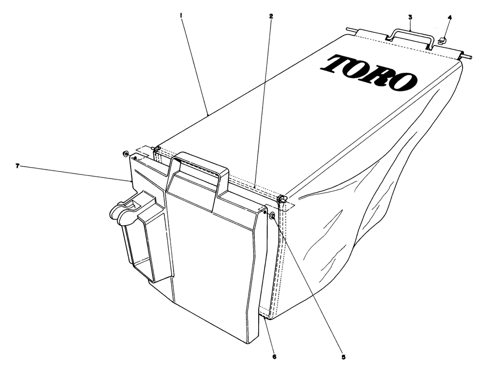Grass Bag Assembly Diagram and Parts List for 20798 0000001 - 0999999 Toro Lawn Mower