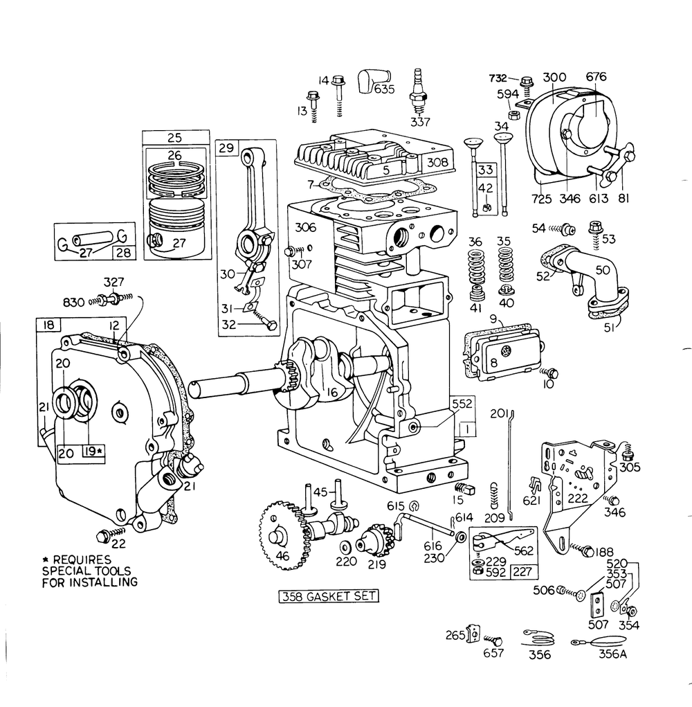 Engine Model No. 190402 Type 0755 Diagram and Parts List for 31756 3000001 - 3999999 Toro Snow Blower