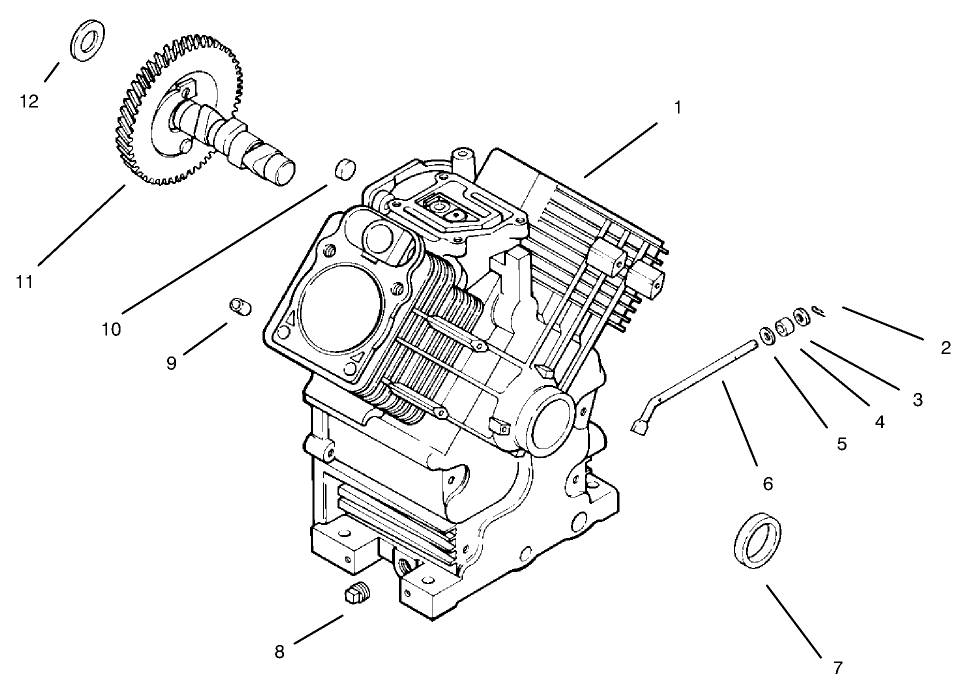 Crankcase Diagram and Parts List for 30612 890001 - 899999 Toro Lawn Tractor