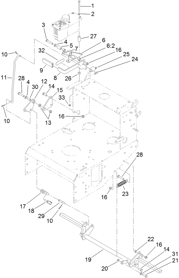 Parking Brake Assembly Diagram and Parts List for 39934 (316000001-316999999)(2016) Toro Lawn Mower